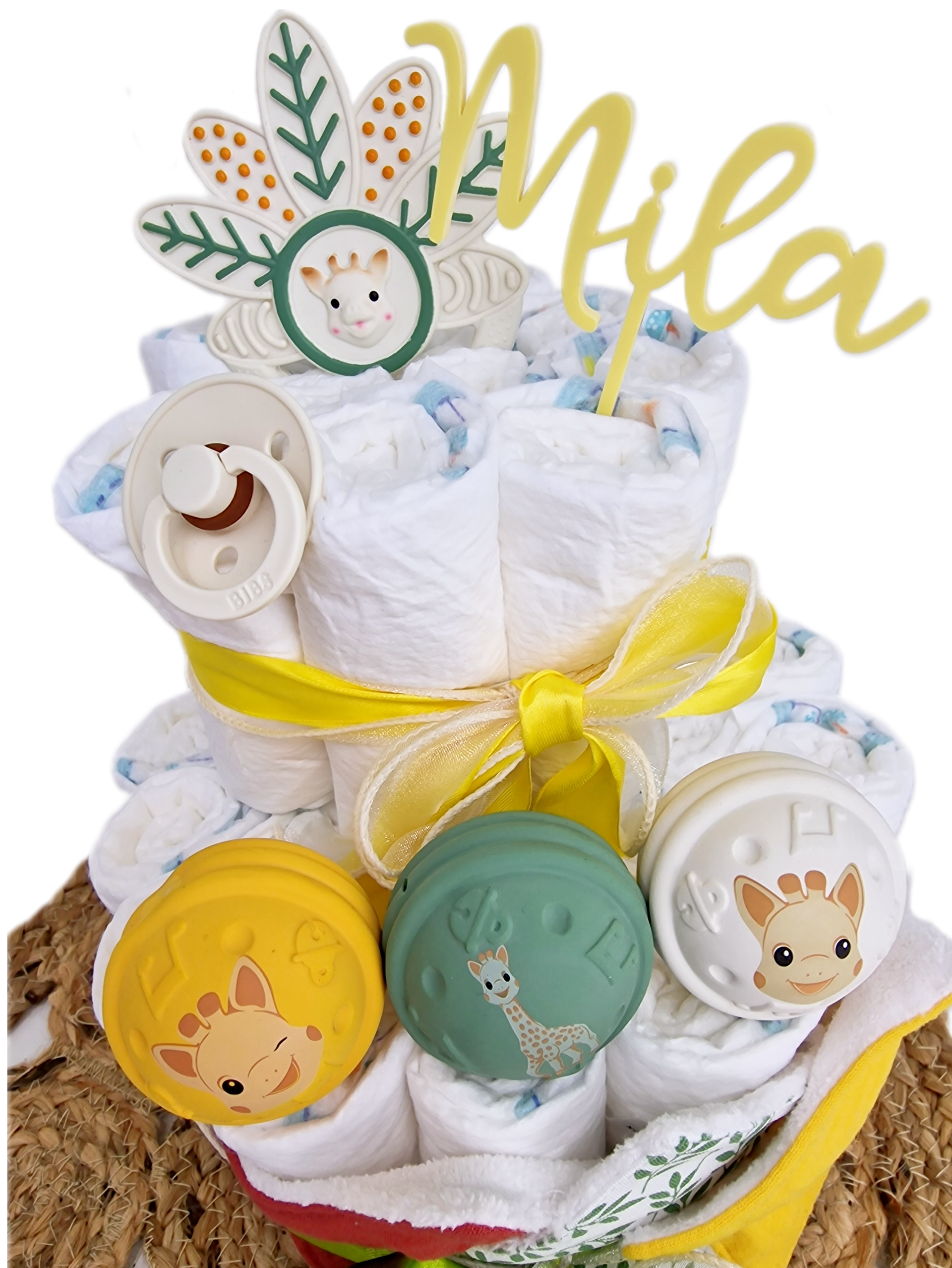 Elfenstall Windeltorte Pamperstorte Sophie la Girafe Elfenstall Windeltorte Pamperstorte Sophie la Girafe