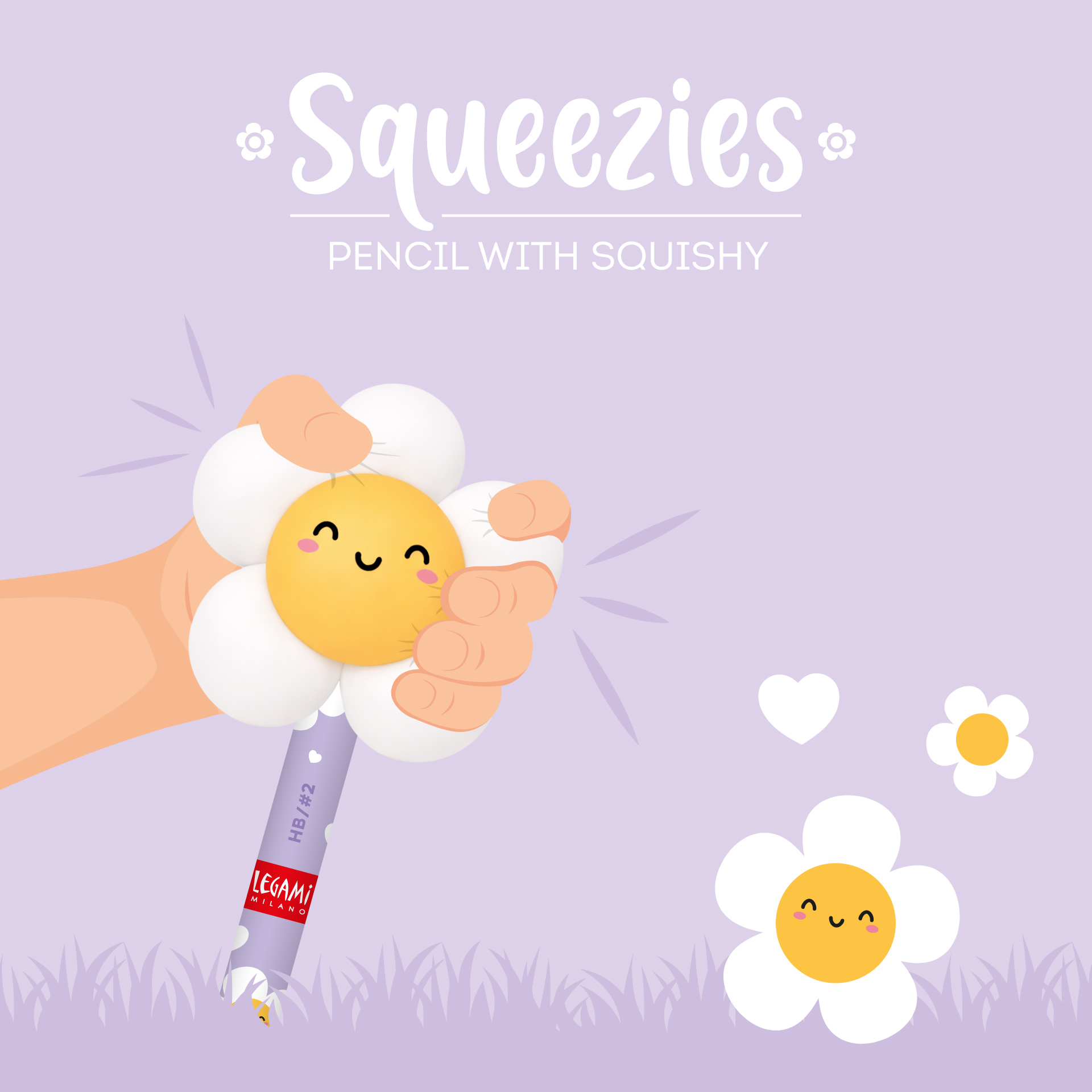 Legami Squeezies Anti-Stress-Bleistift Daisy Gänseblümchen