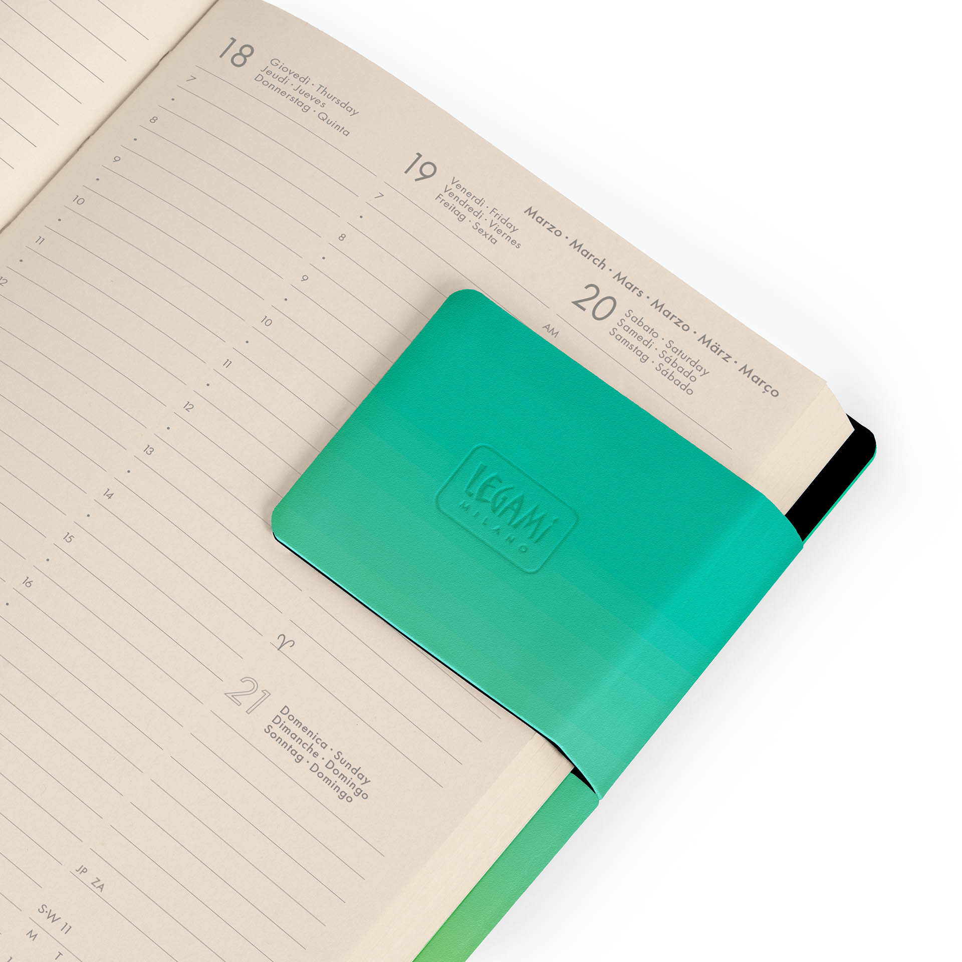 Legami Terminplaner 12 Monate mit Notizbuch M 2027 Shades of Green