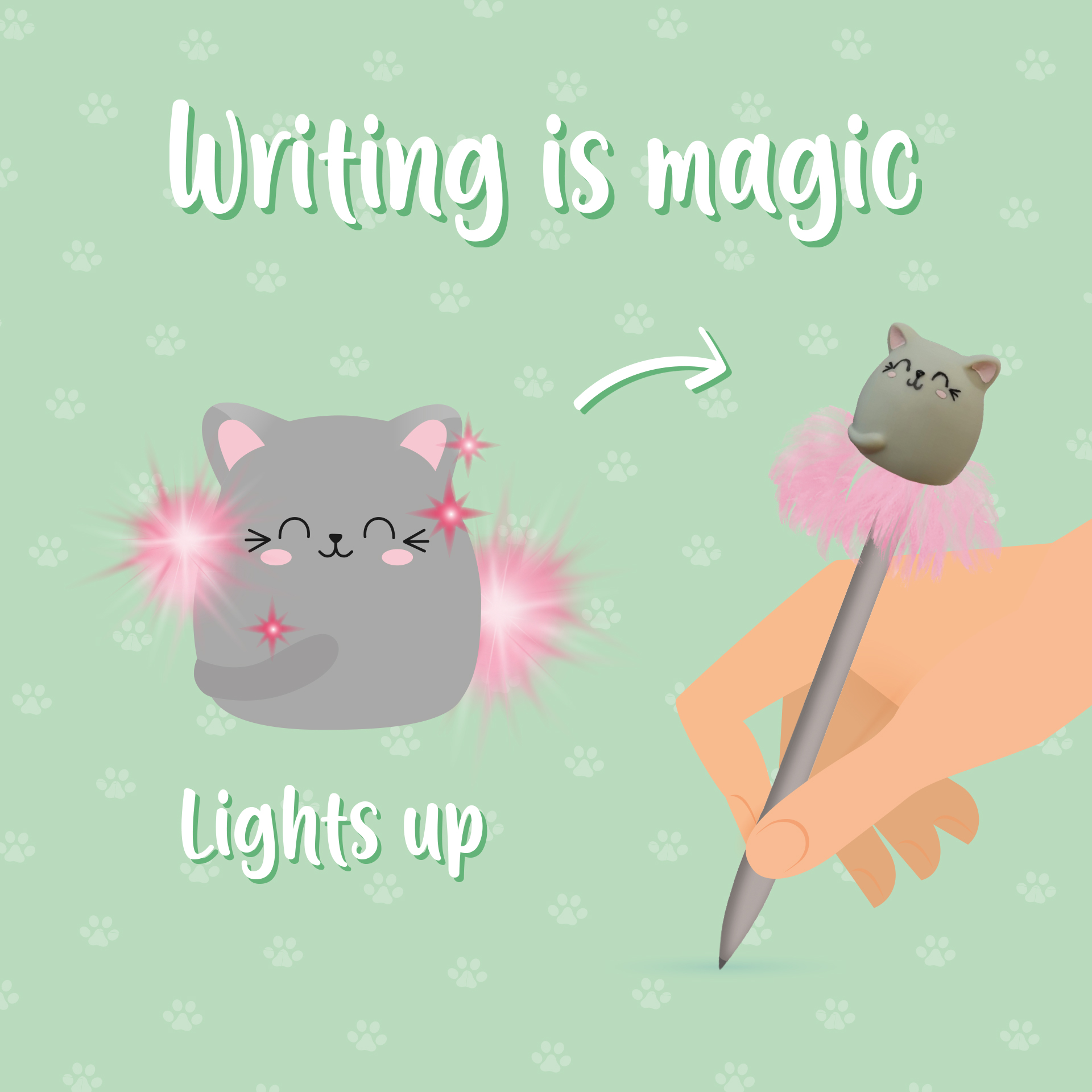 Legami Leuchtender Kugelschreiber Writing is Magic Cat Katze