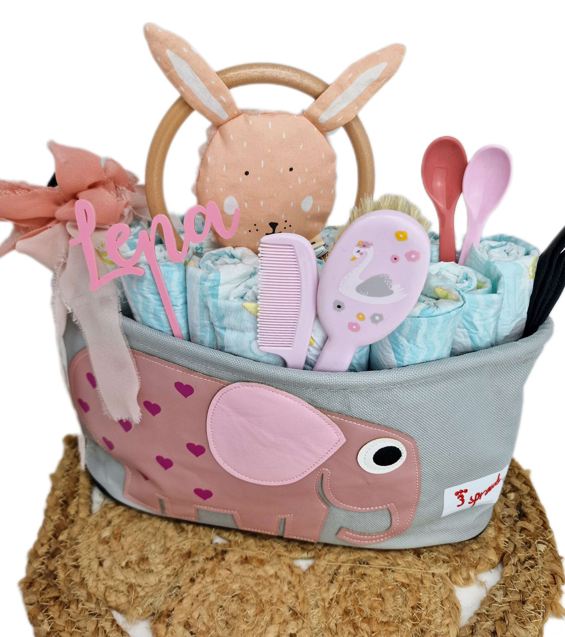 Elfenstall Windeltorte 3 Sprouts Kinderwagentasche Elefant Elfenstall Windeltorte 3 Sprouts Kinderwagentasche Elefant