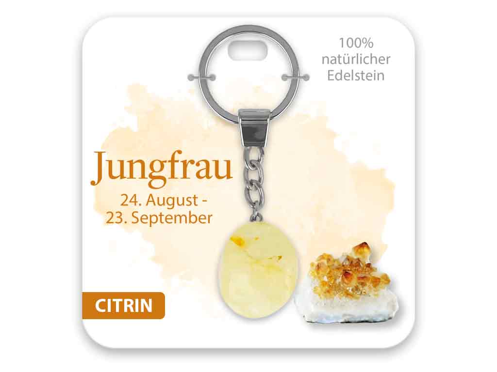 Edelstein Schlüsselanhänger Citrin Sternzeichen Jungfrau