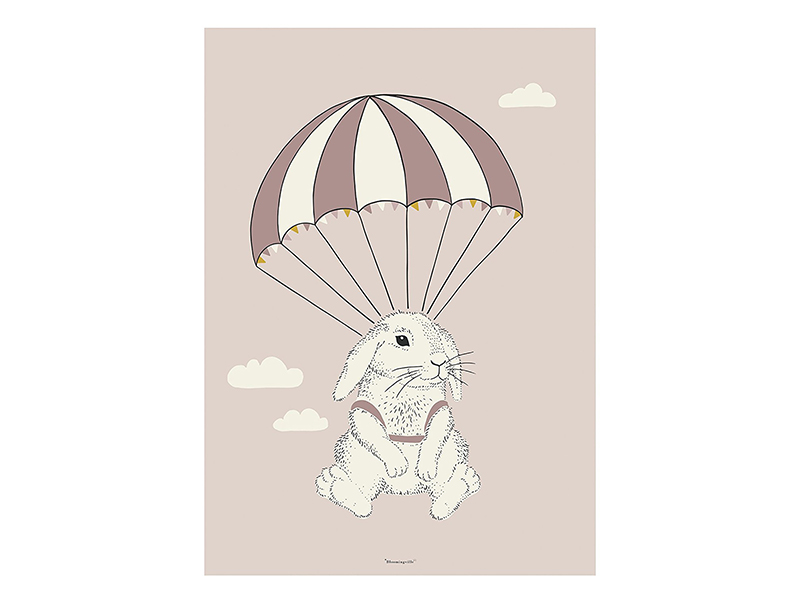 Bloomingville Kinderposter Poster 70 cm x 50 cm Fallschirm Hase rosé Bloomingville Kinderposter Poster 70 cm x 50 cm Fallschirm Hase rosé