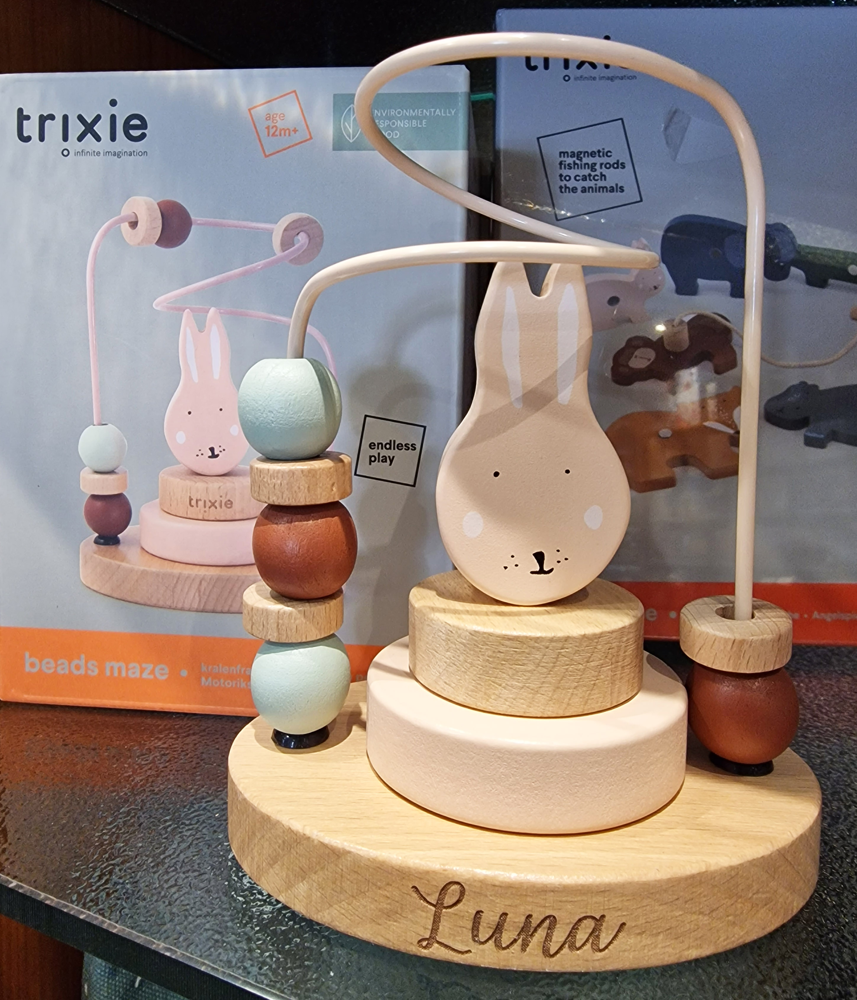 Trixie Baby Holz Motorikschleife Hase Mrs. Rabbit rosa Trixie Baby Holz Motorikschleife Hase Mrs. Rabbit rosa