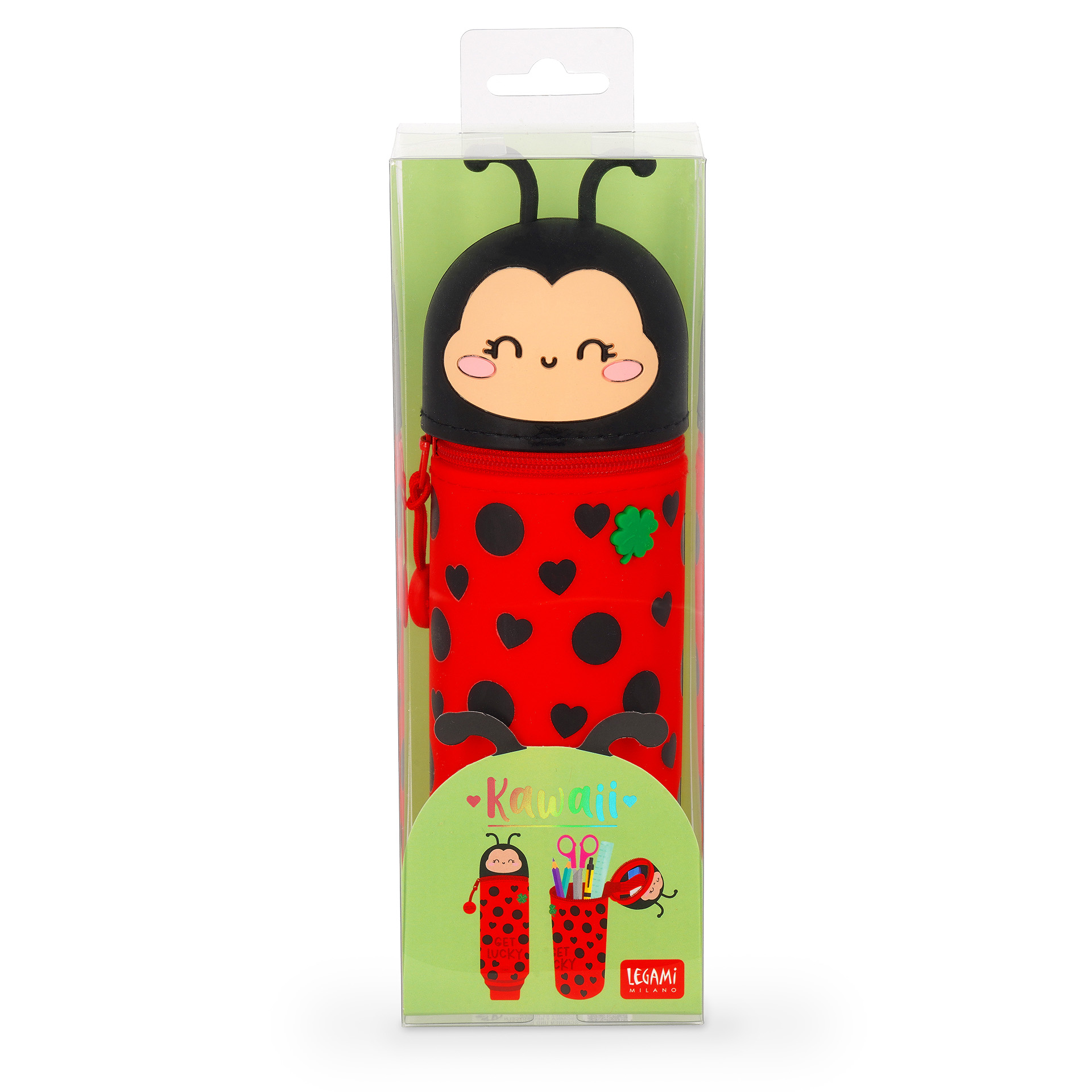 Legami 2 in 1 Federmäppchen aus Silikon Kawaii Ladybug Marienkäfer