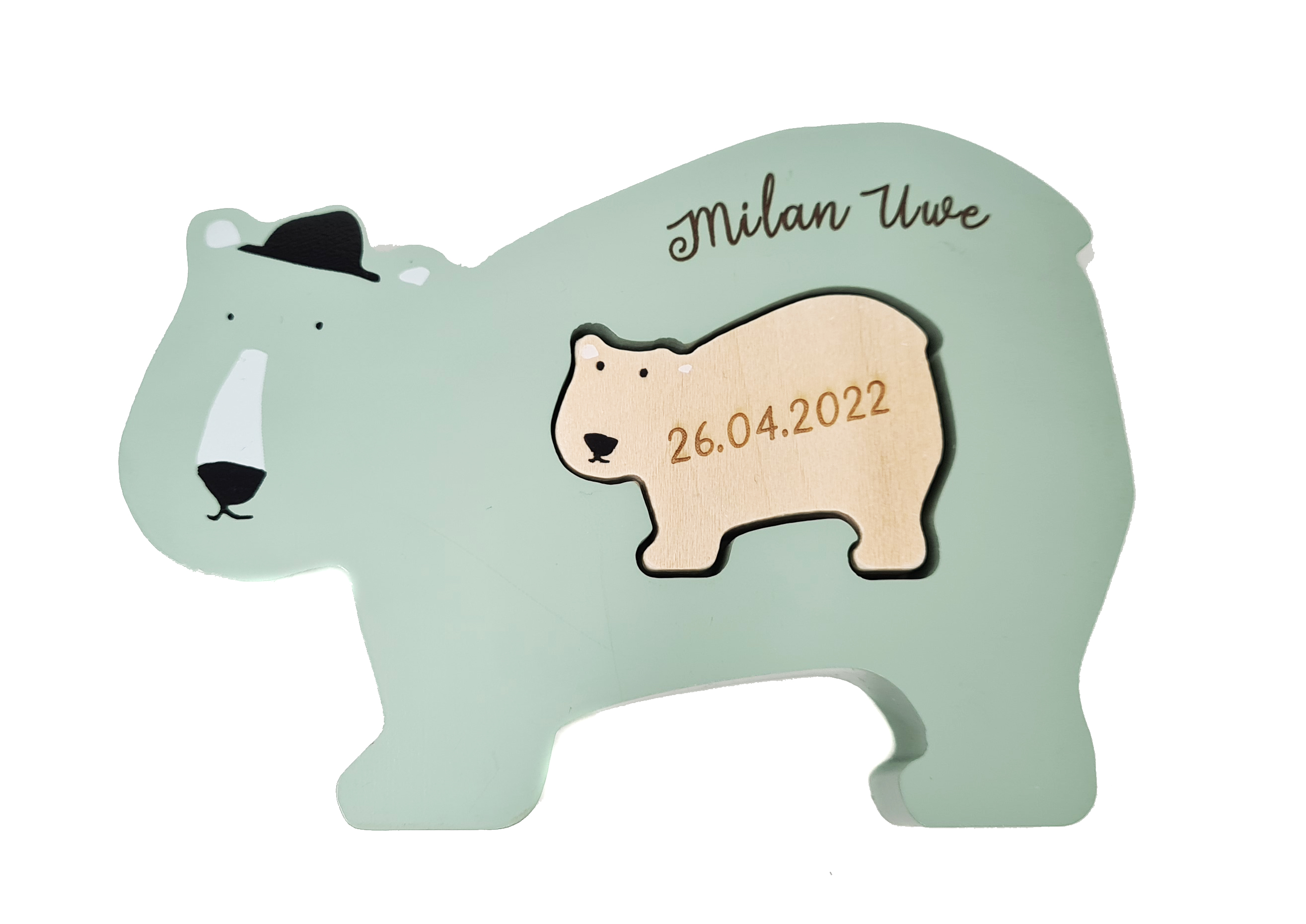 Trixie Holz Baby-Puzzle Mrs. Polar Bear Eisbär mint