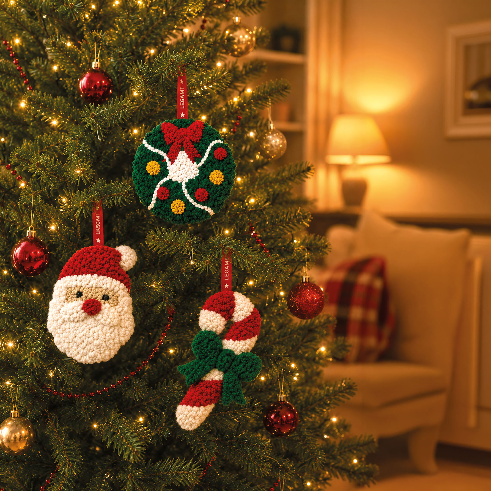 Legami DIY Set für Weihnachtsanhänger Punch Needle Kit
