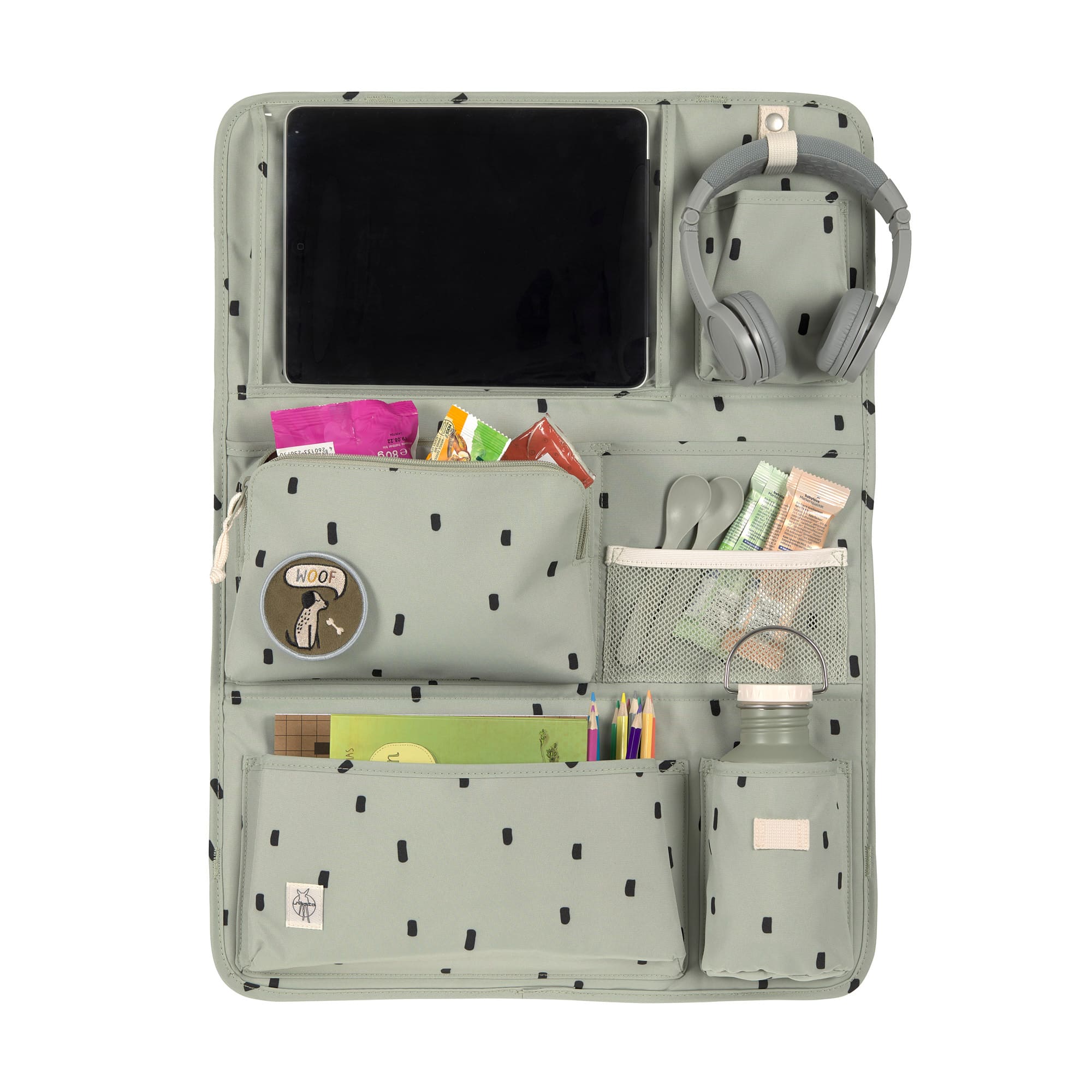 Lässig Autorücksitz Organizer Car Wrap-to-Go Happy Prints light olive Lässig Autorücksitz Organizer Car Wrap-to-Go Happy Prints light olive