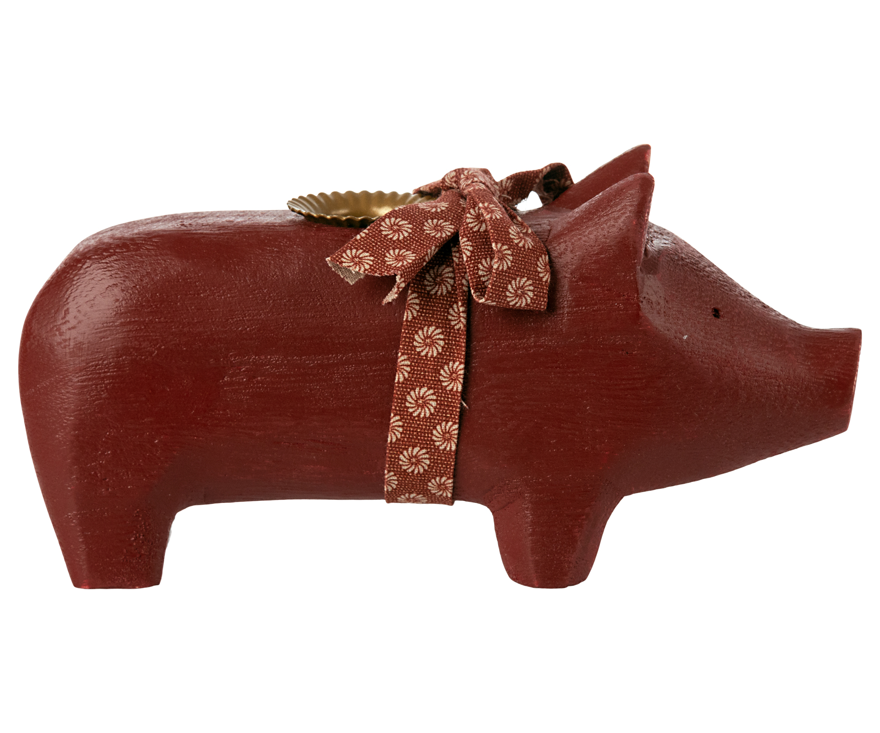 Maileg Kerzenhalter aus Holz Holzschwein Medium Rot