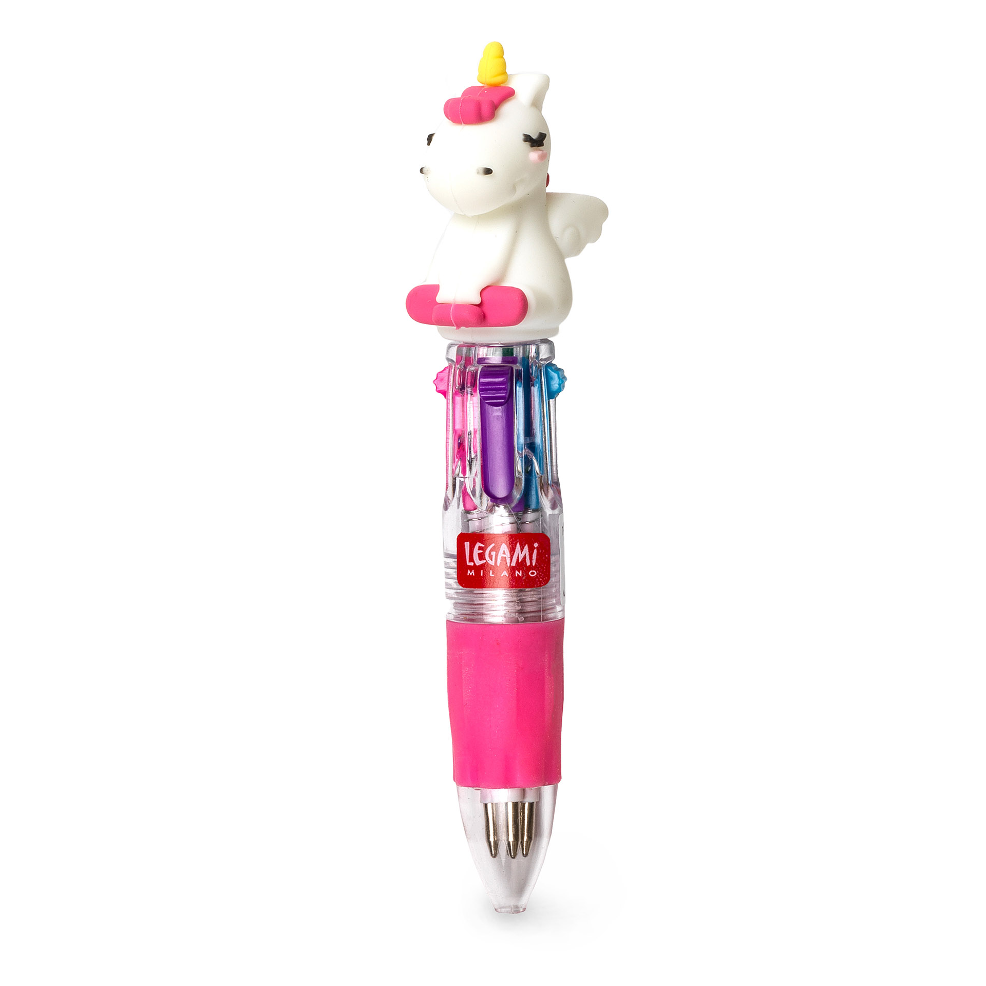 Legami Mini-Kugelschreiber mit 4 Farben Mini Magic Rainbow Einhorn