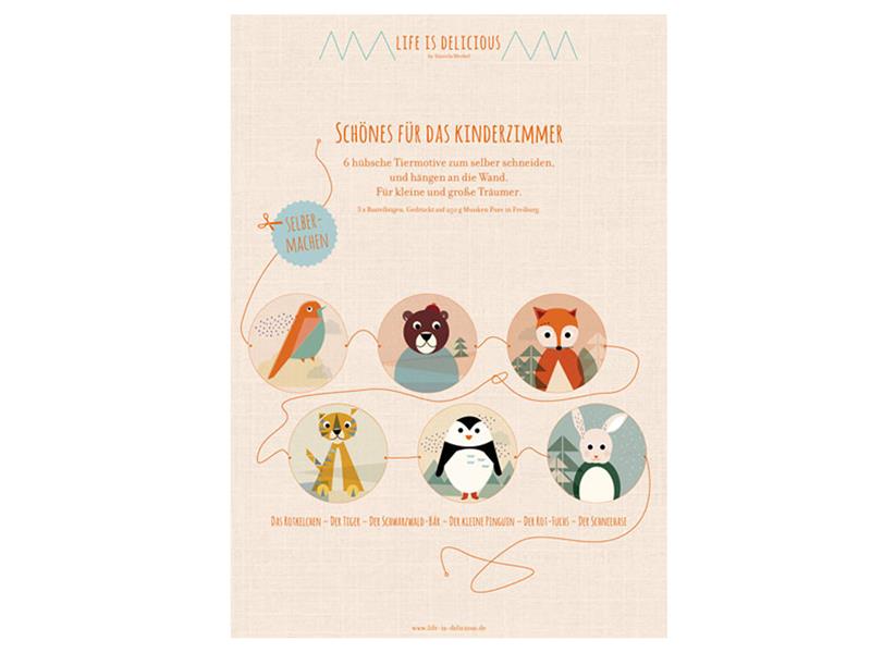 Life is Delicious Bastelbogen DIY Tier-Girlande