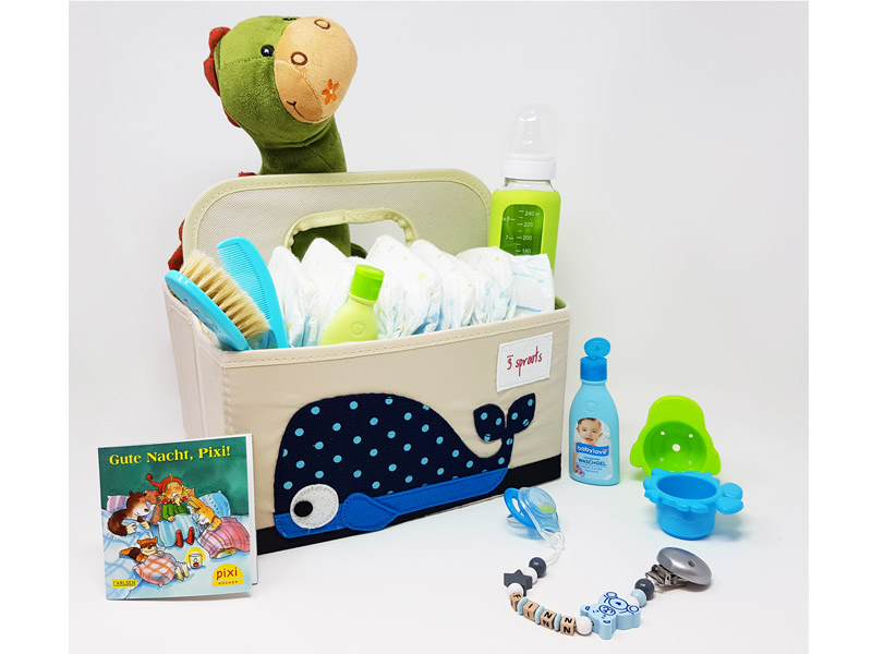 3 Sprouts Wicketischorganizer Wickelutensilo Windel-Organizer Wal