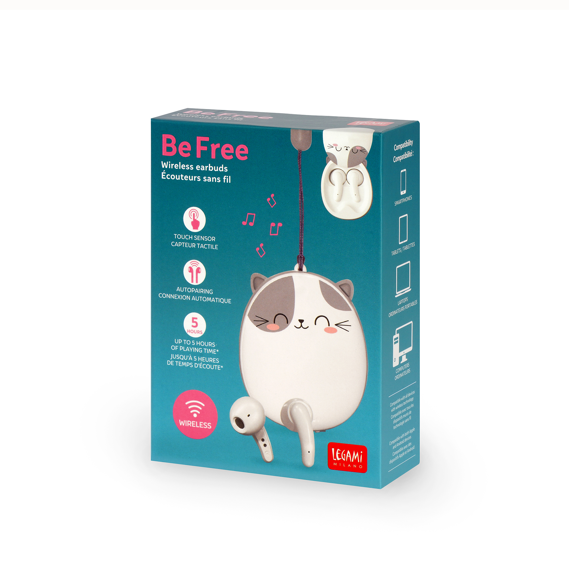 Legami Kabellose Kopfhörer Earbus Be Free Kitty Katze