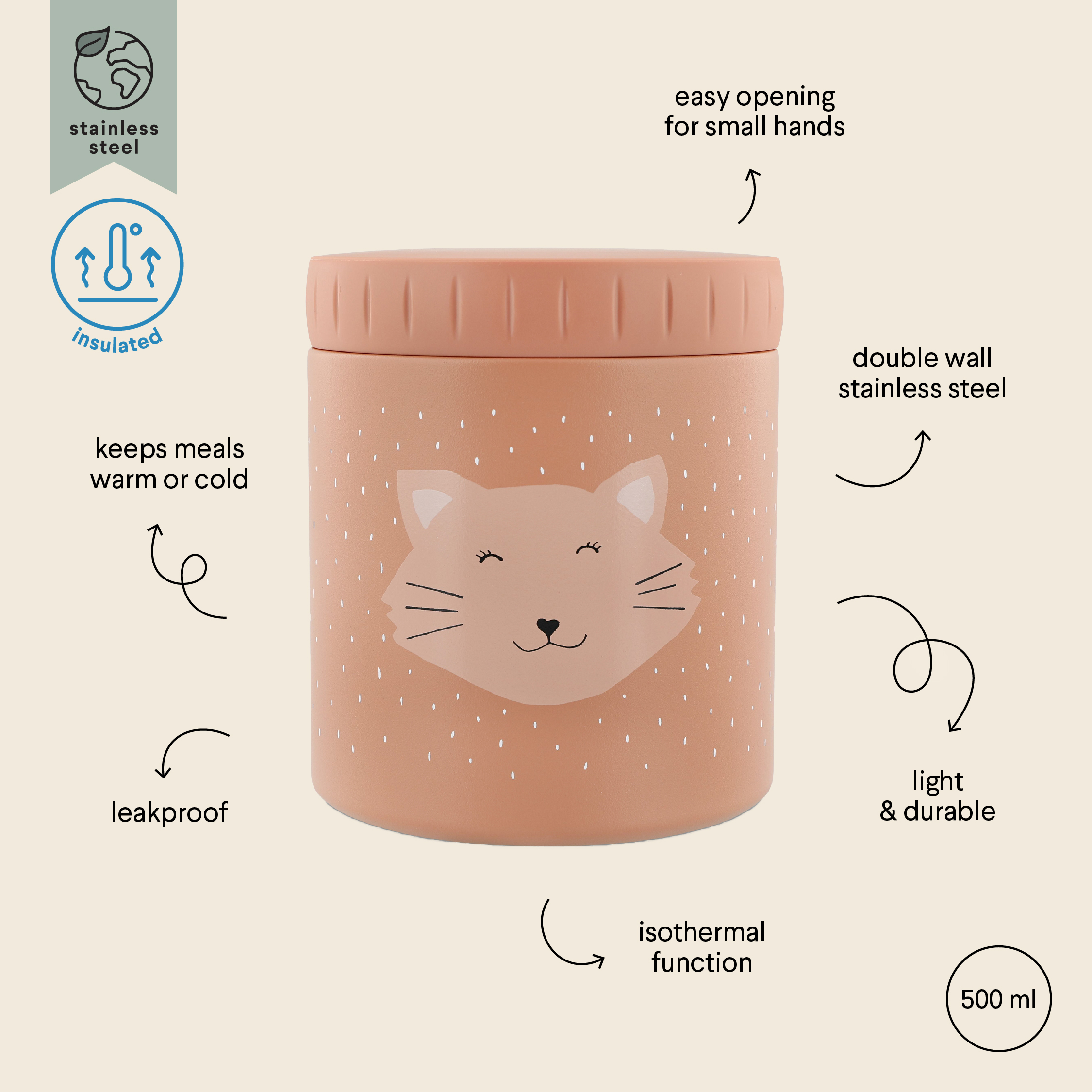 Trixie Baby Isolierbehälter Lunchbox Edelstahl Mrs Cat Katze 300 ml Trixie Baby Isolierbehälter Lunchbox Edelstahl Mrs Cat Katze 300 ml