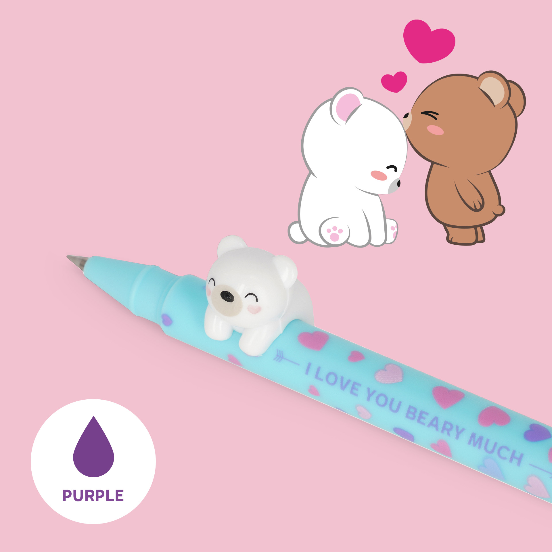 Legami Gel Stift mit Tierdeko Lovely Friends Beary in love 2 Stück