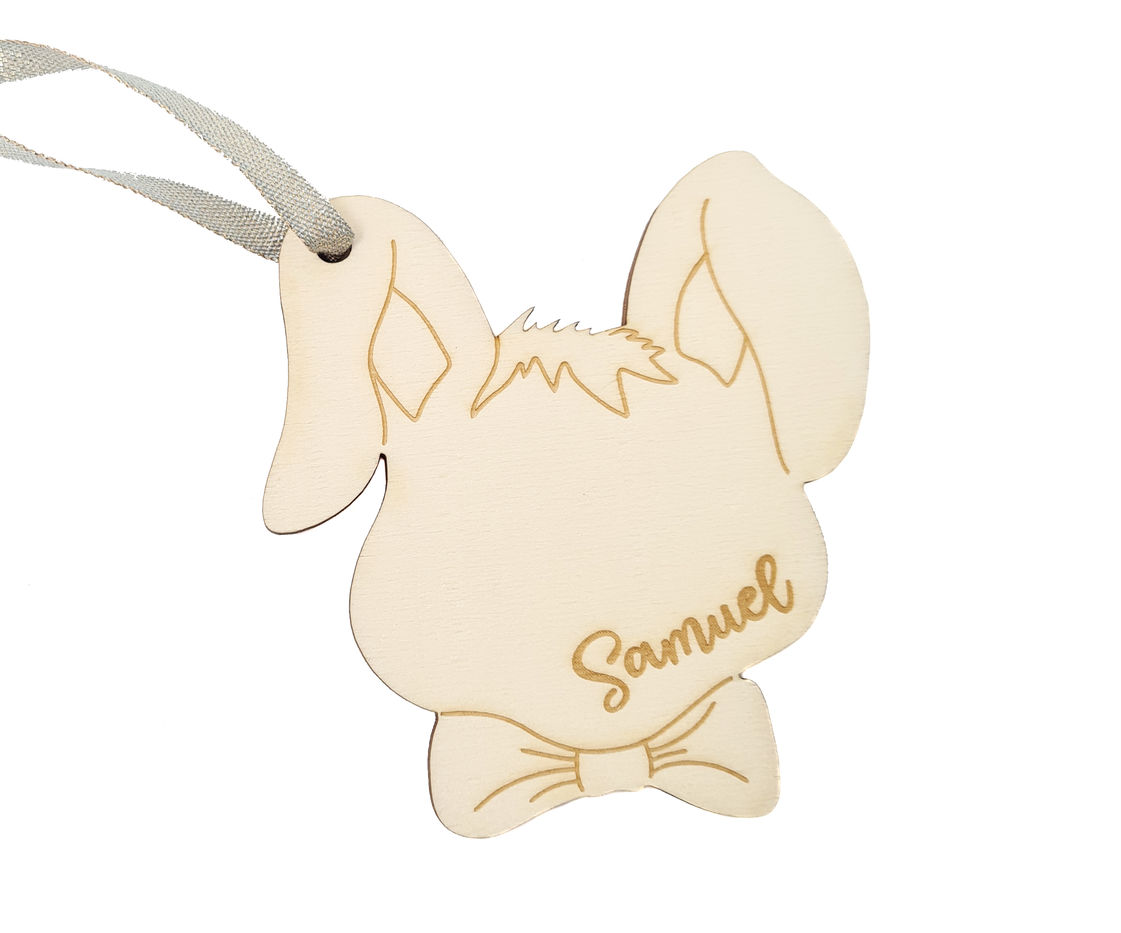 Personalisiertes Holzschild Hase mit Wunschnamen, 8,5 cm Junge