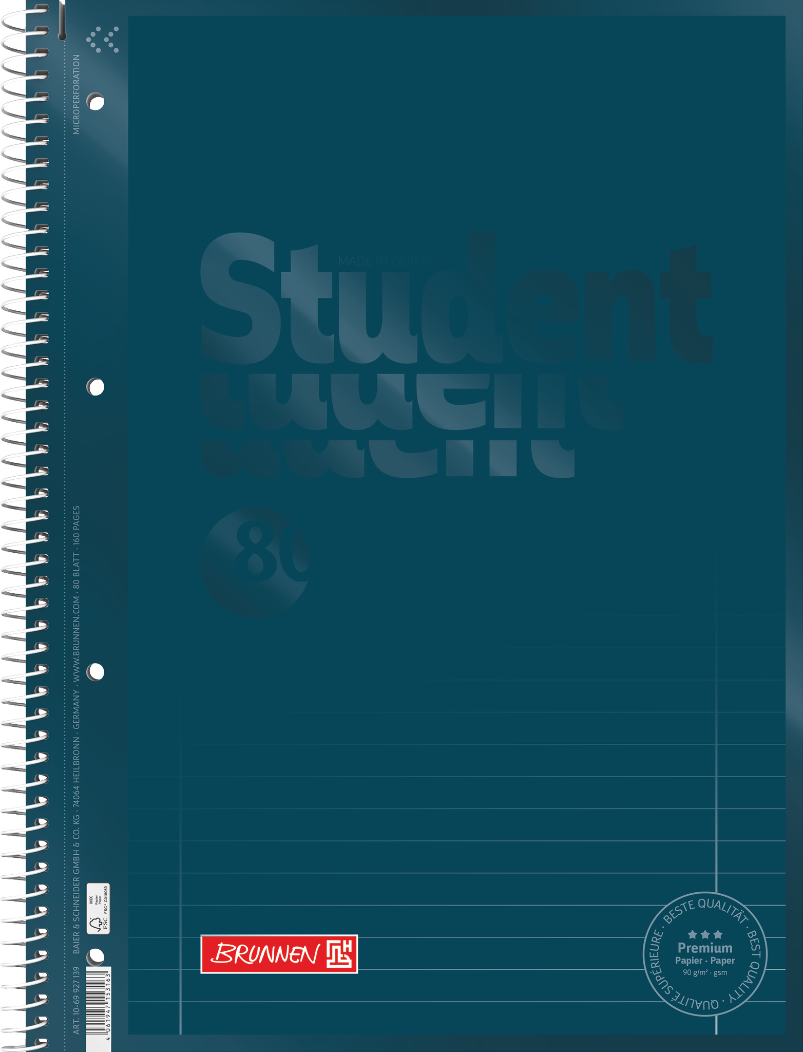 Brunnen Collegeblock Student liniert Lineatur 27 DIN A4 80 Blatt