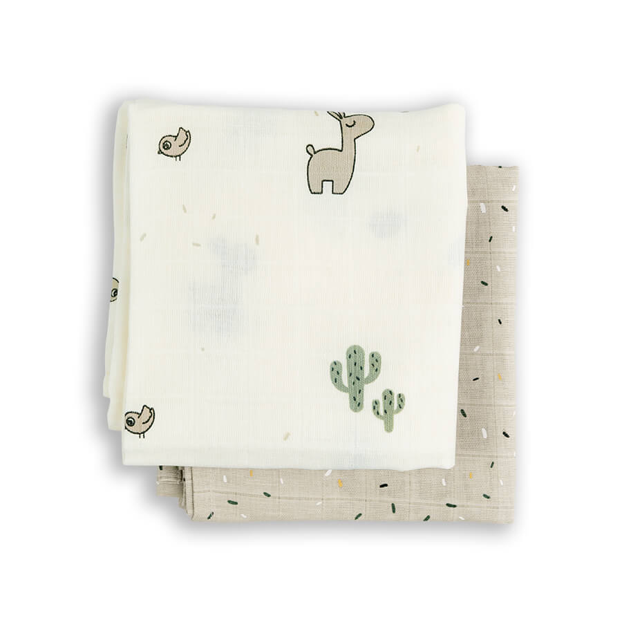 Done by Deer Pucktuch Swaddle Mulltuch 120 x 120 cm 2 Stück sand Lama