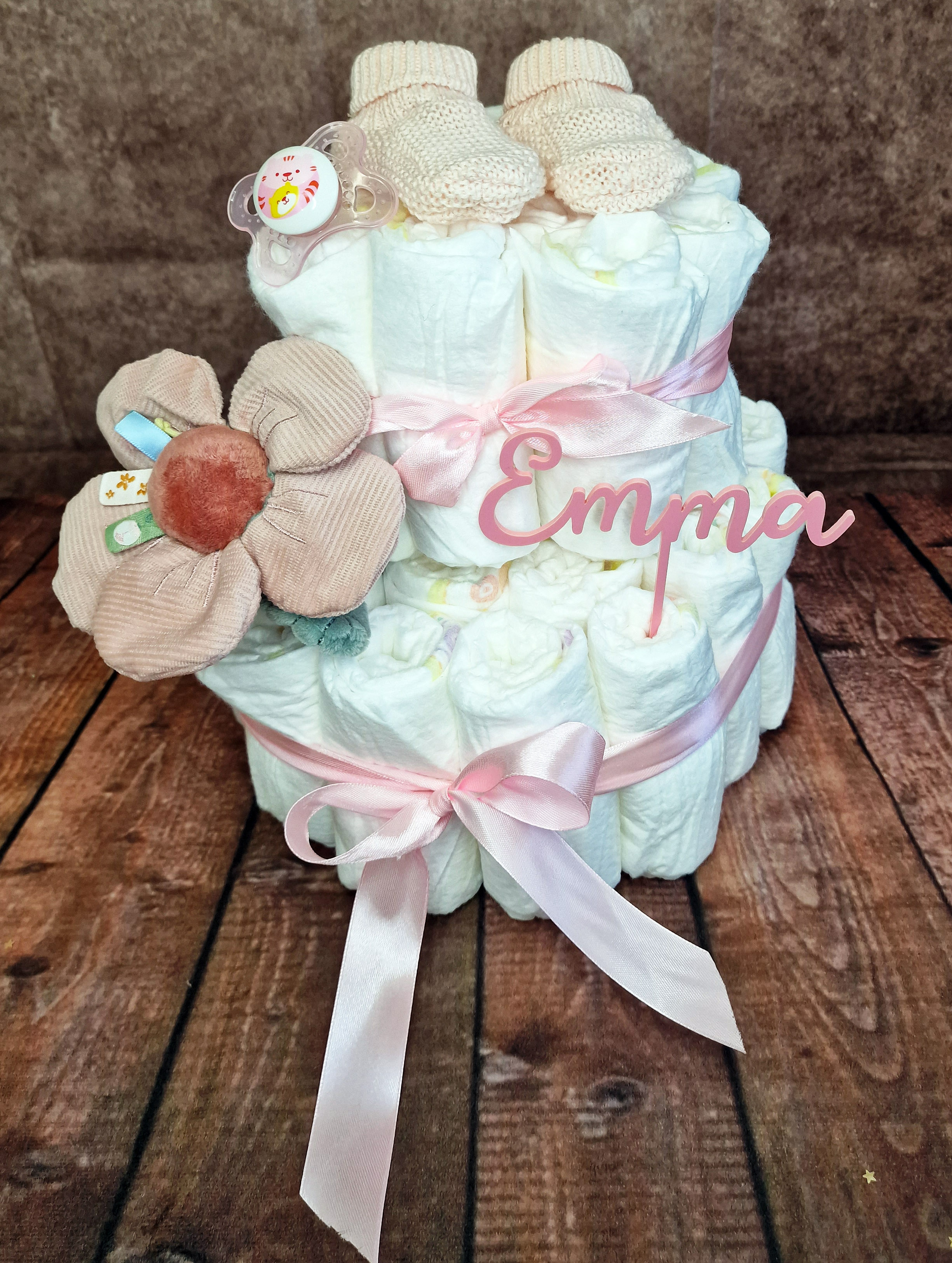 Elfenstall Windeltorte Little Dutch Rassel & Strickschuhe rosa Elfenstall Windeltorte Little Dutch Rassel & Strickschuhe rosa