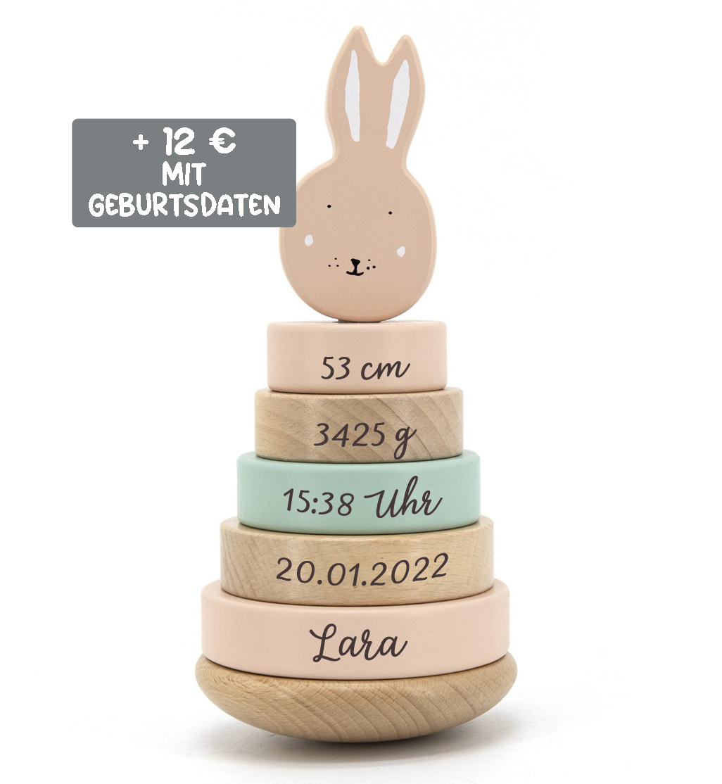Trixie Baby Stapelturm mit Ringen aus Holz Hase Mrs Rabbit rosa Trixie Baby Stapelturm mit Ringen aus Holz Hase Mrs Rabbit rosa
