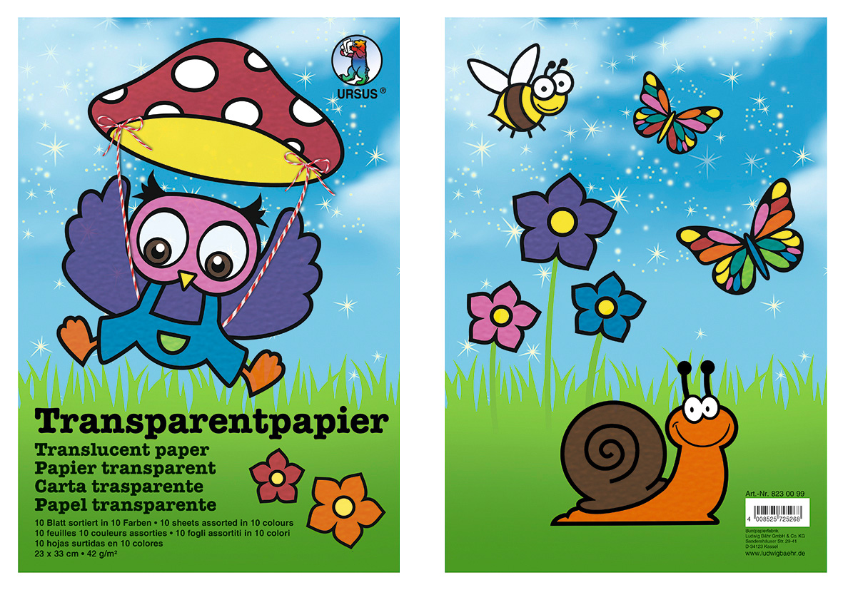 Ursus Transparentpapier Bastelmappe 23 x 33 cm 10 Blatt