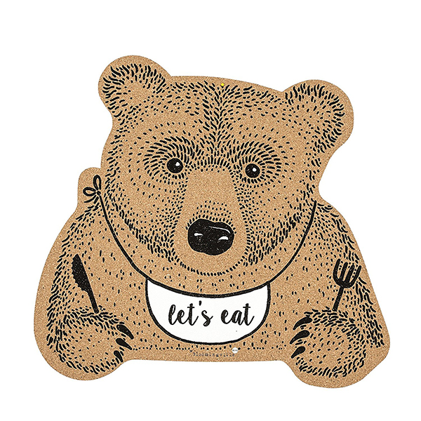 Bloomingville Kinder Platzset Tischset aus Kork mit Motiv Bär