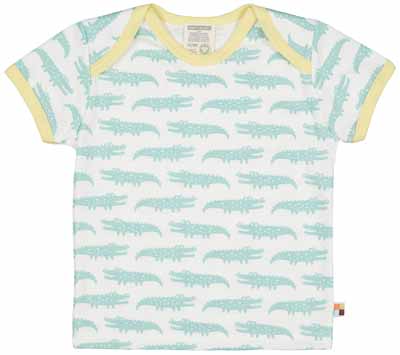 Loud + Proud Kinder T-Shirt Krokodil mint gelb 62/68