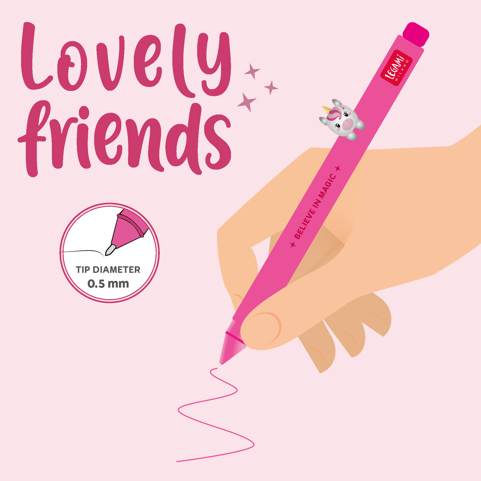 Legami Gel Stift mit Tierdeko Lovely Friends Unicorn Einhorn