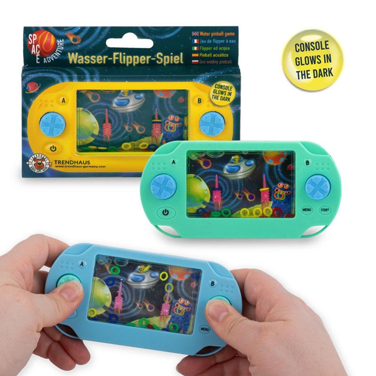 Trendhaus Glow in the dark Space Adventure Wasser Flipper sortiert