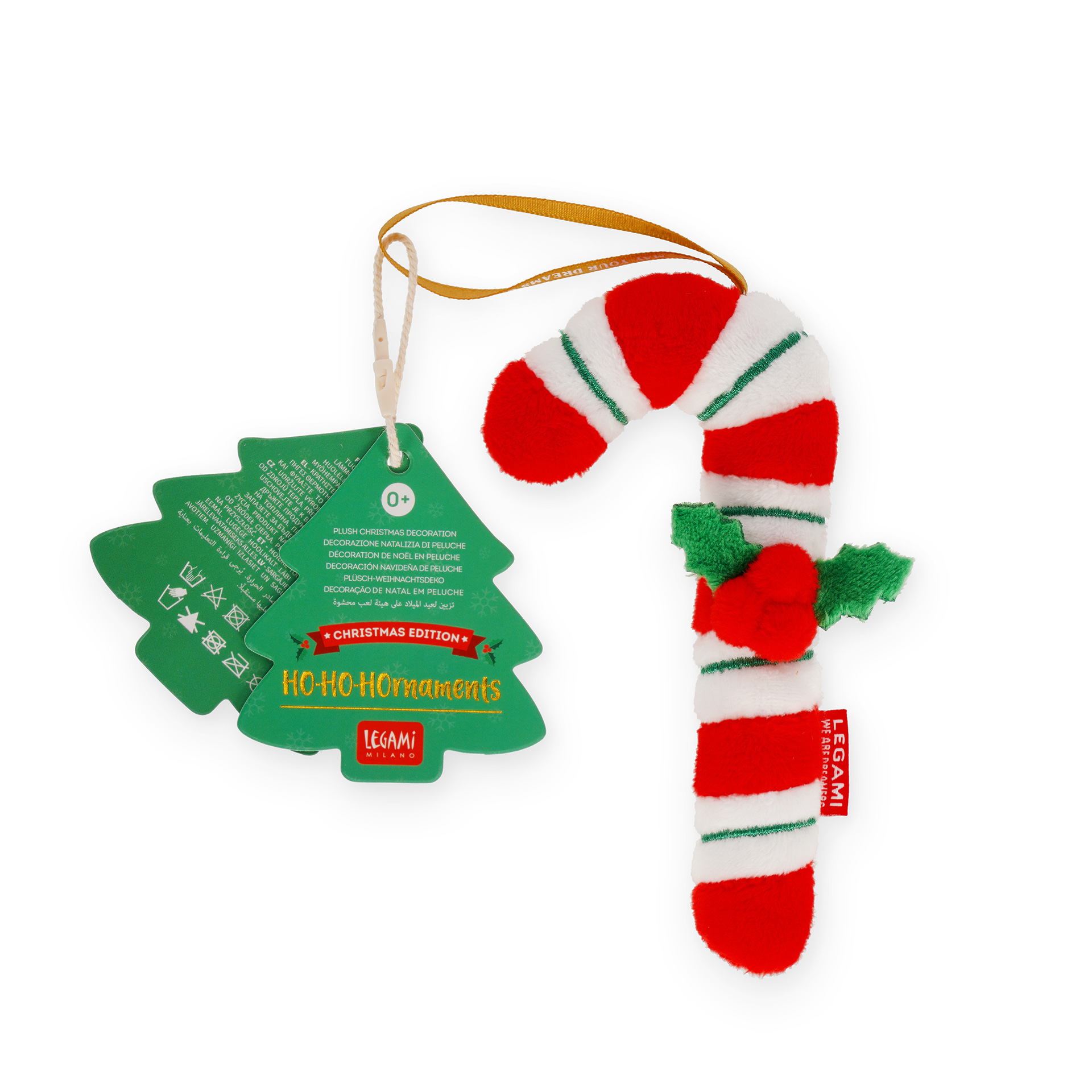 Legami Christbaumschmuck Ho-Ho-Hornament aus Plüsch Candy Cane