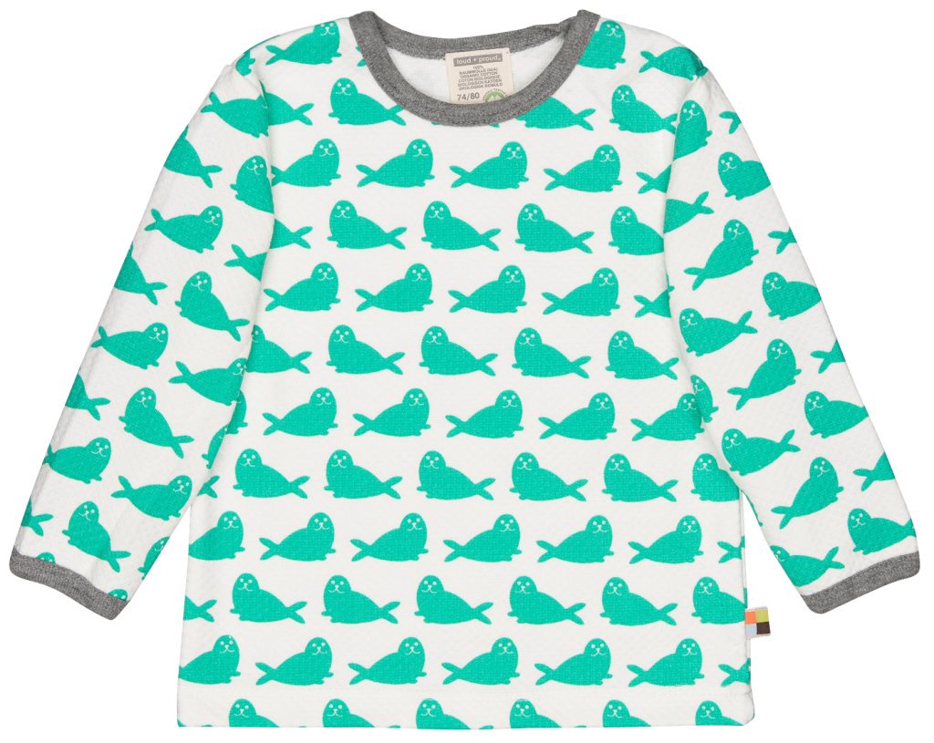 Loud + Proud Kinder Langarmshirt Robbe grün 110/116
