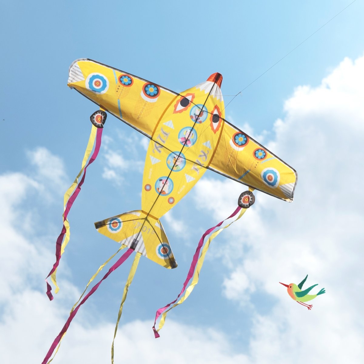 Djeco Maxi Drachen Motiv Flugzeug gelb