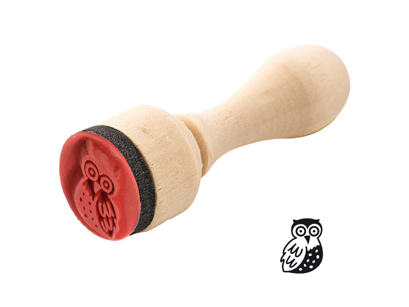 Ministempel Kinderstempel Stempel mit Griff aus Holz Eule Owl