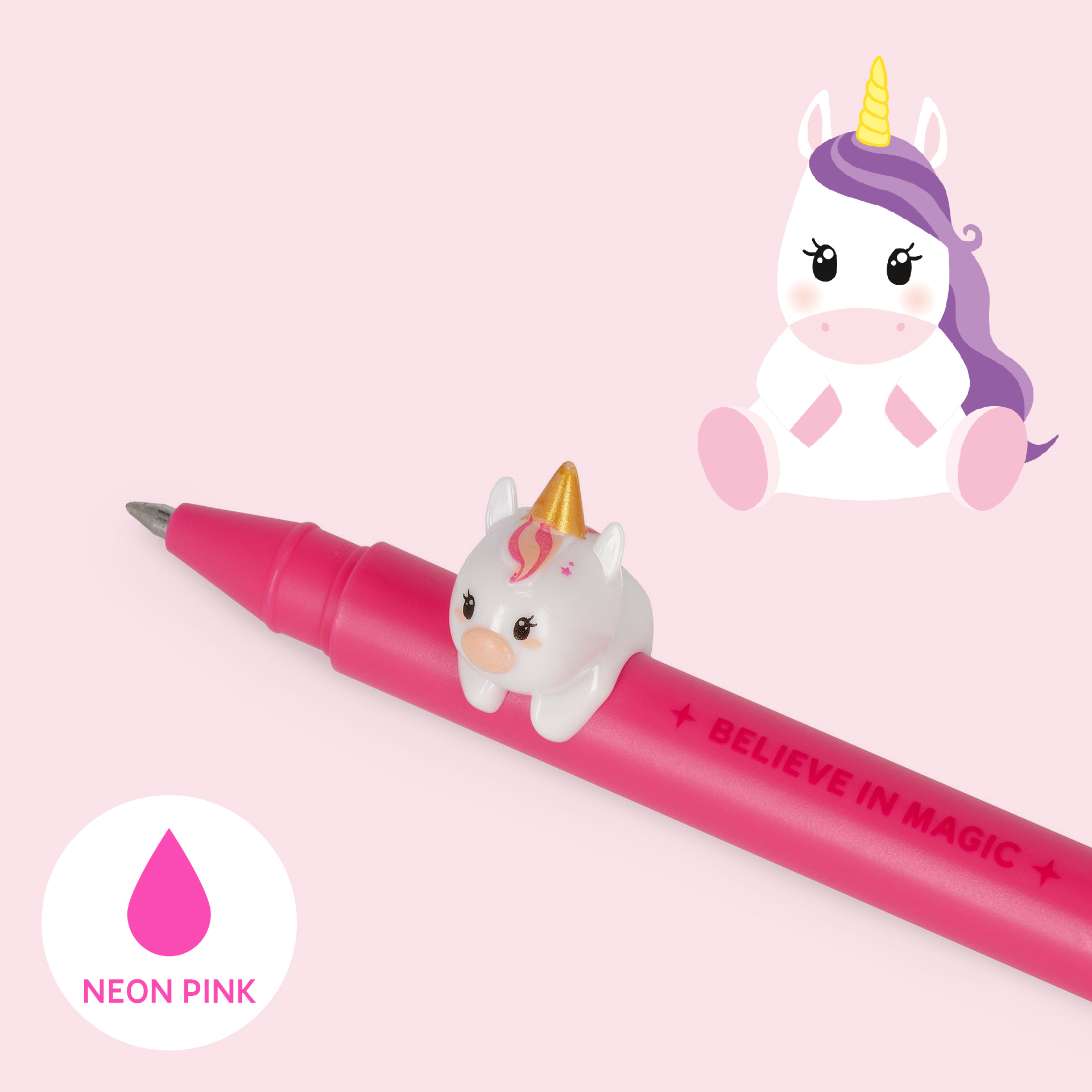 Legami Gel Stift mit Tierdeko Lovely Friends Unicorn Einhorn