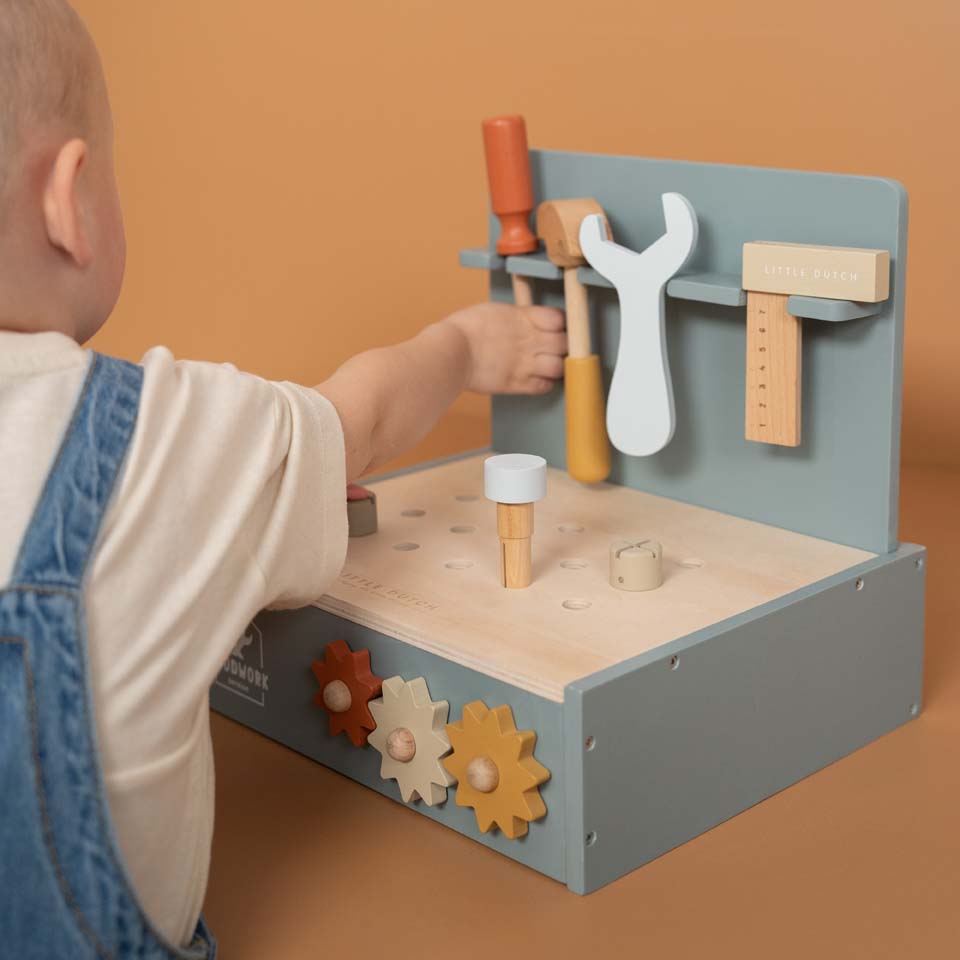 Little Dutch Spiel Mini Werkbank aus Holz blau Little Dutch Spiel Mini Werkbank aus Holz blau