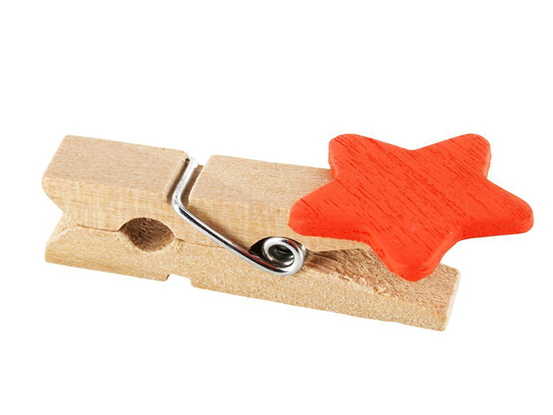 Elfenstall 50 Kleine Mini Holz Wäscheklammern / Holzklammer Stern Orange