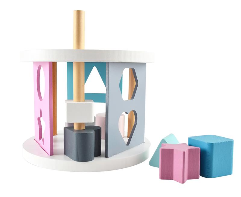 Magni Steckwürfel Steckbox Steckspiel Pinguin aus Holz in pastell