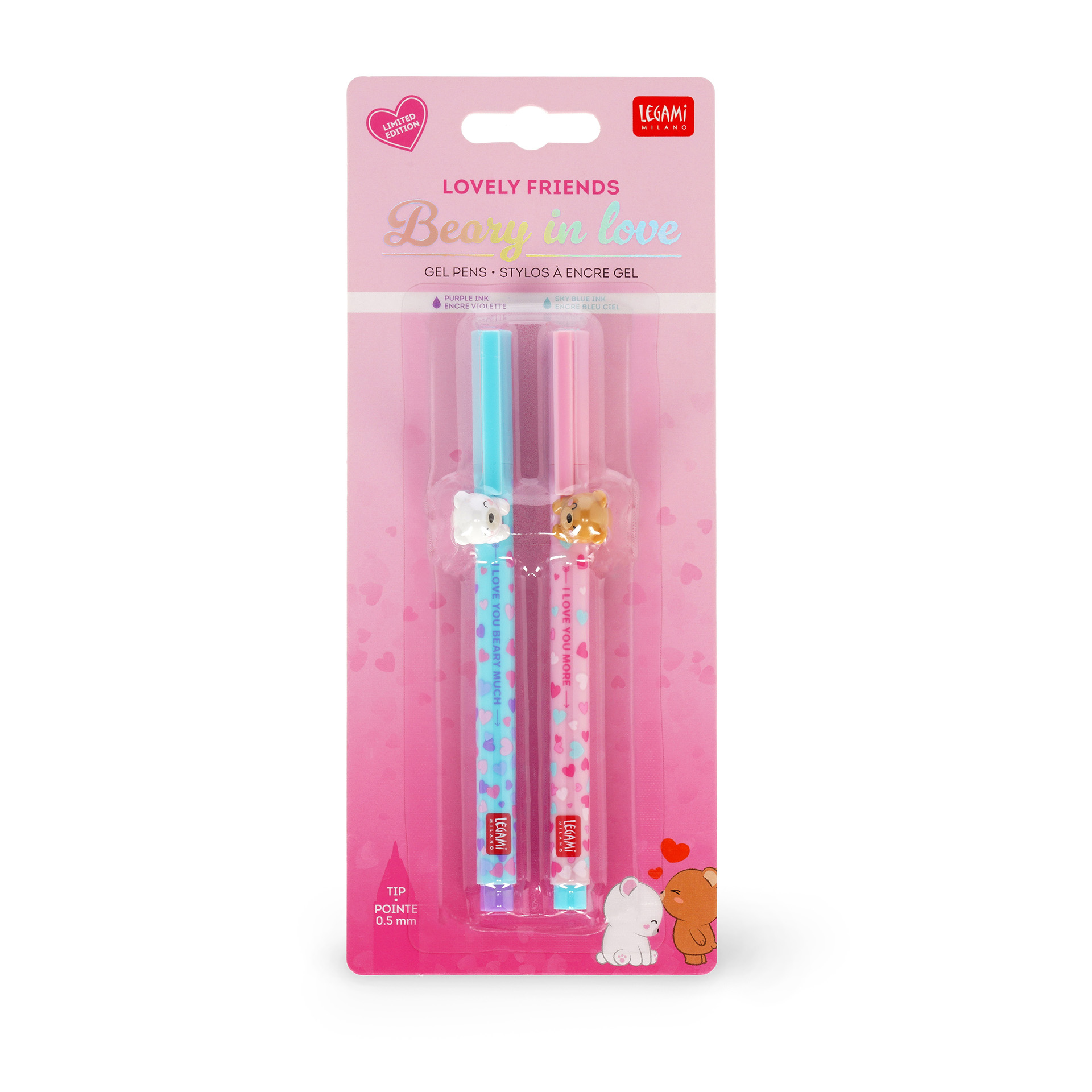 Legami Gel Stift mit Tierdeko Lovely Friends Beary in love 2 Stück