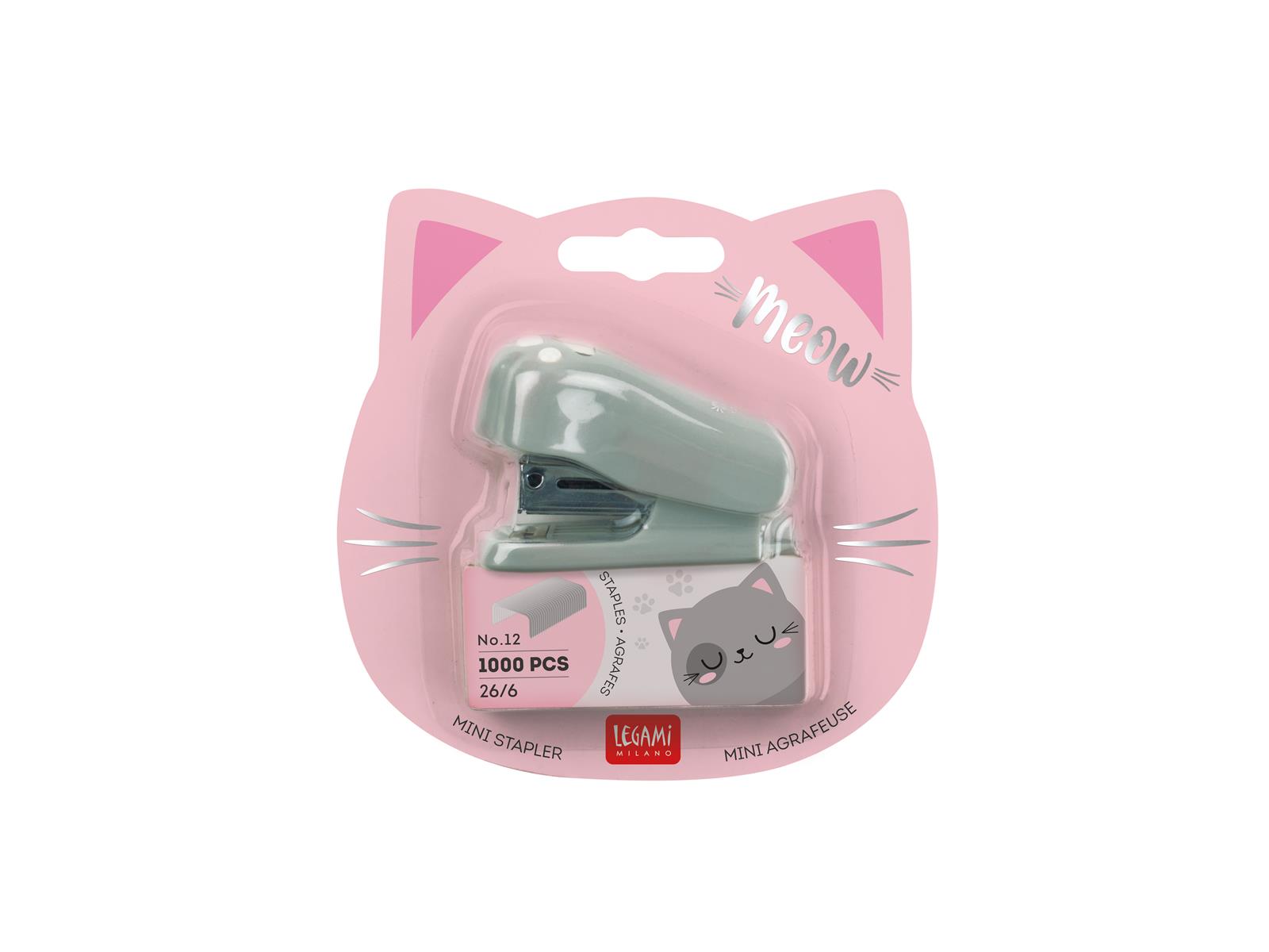 Legami Mini Heftzange Tacker Pfote Katze grau