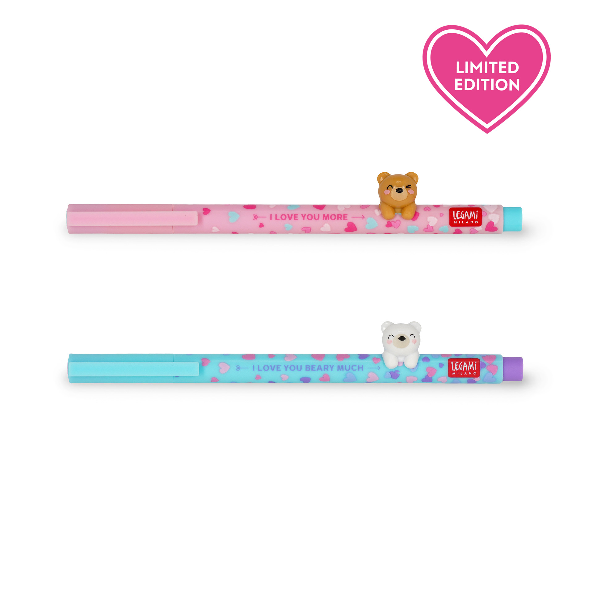 Legami Gel Stift mit Tierdeko Lovely Friends Beary in love 2 Stück