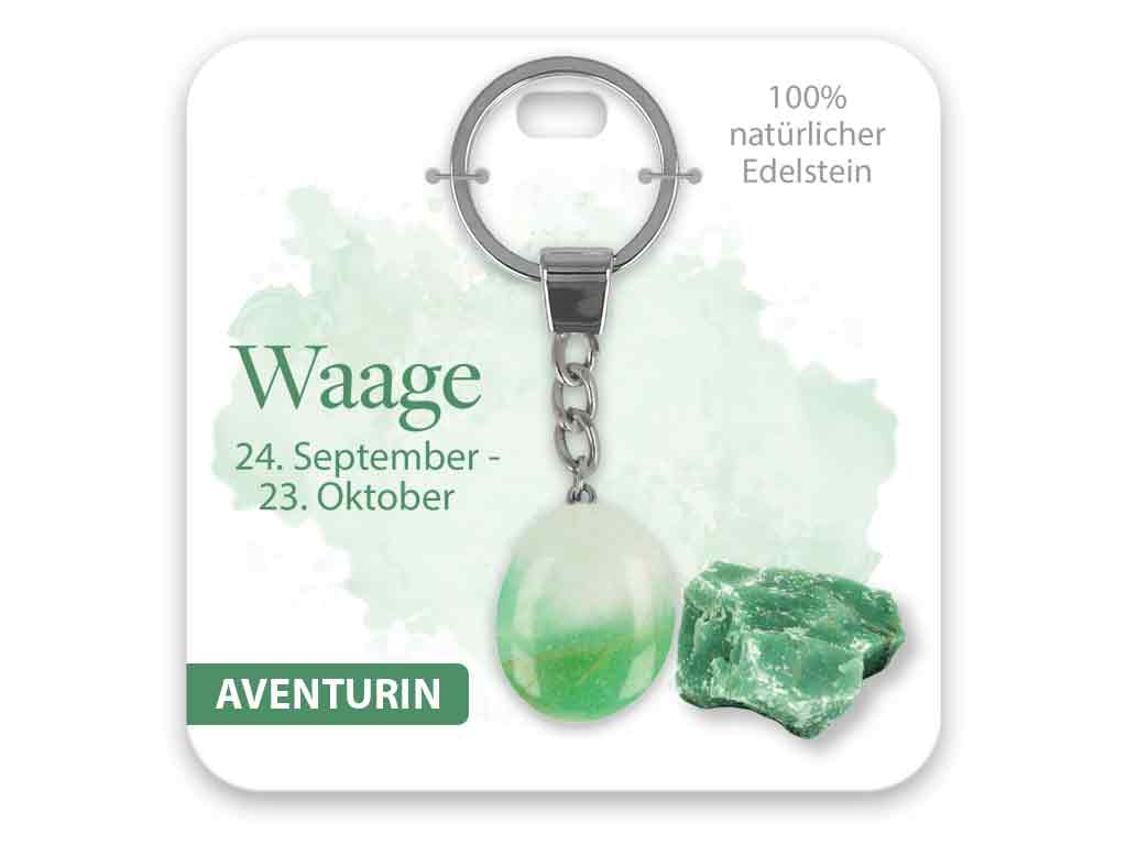 Edelstein Schlüsselanhänger Aventurin Sternzeichen Waage