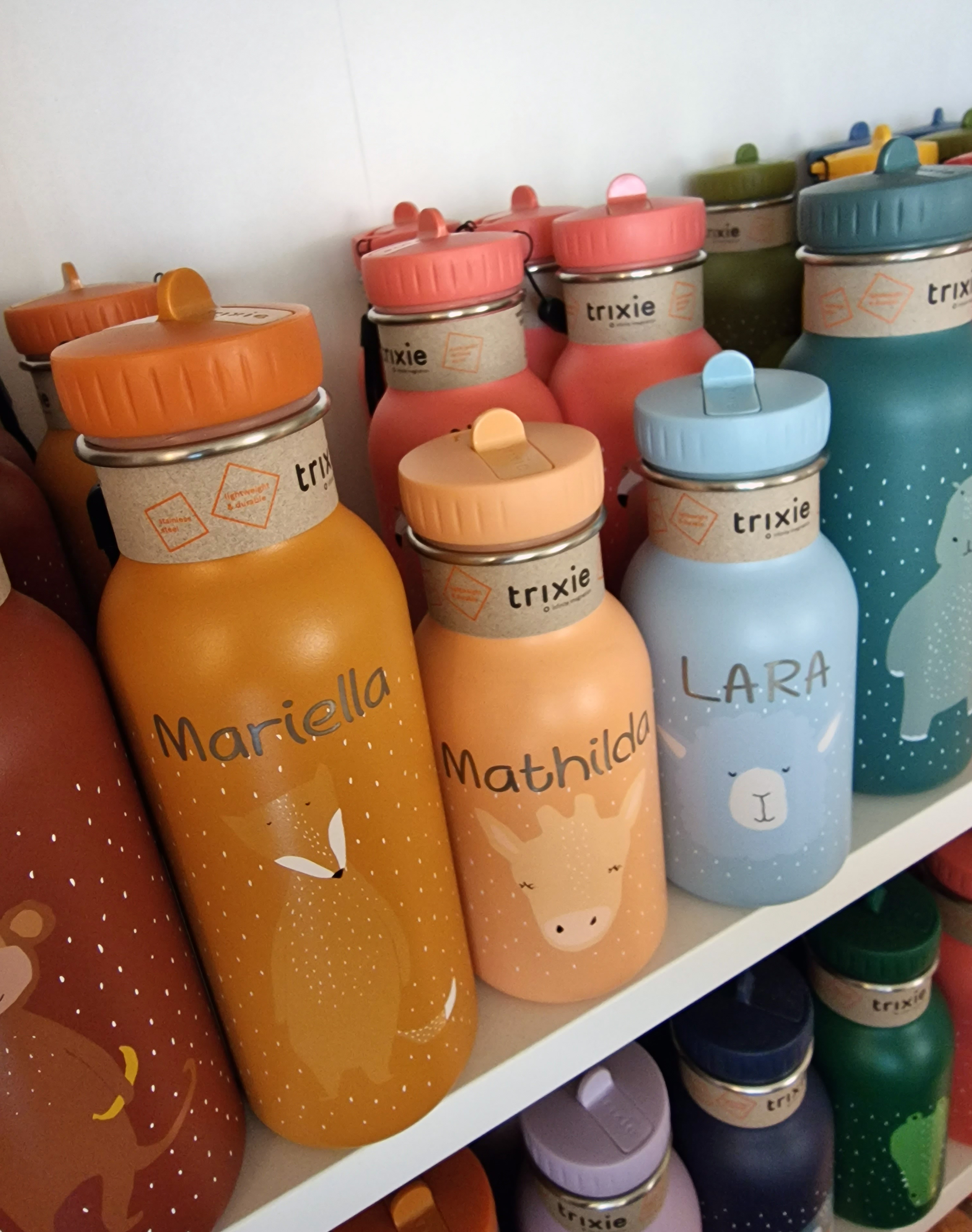 Trixie Trinkflasche aus Edelstahl Mr Alpaca Lama Hellblau 350ml personalisiert