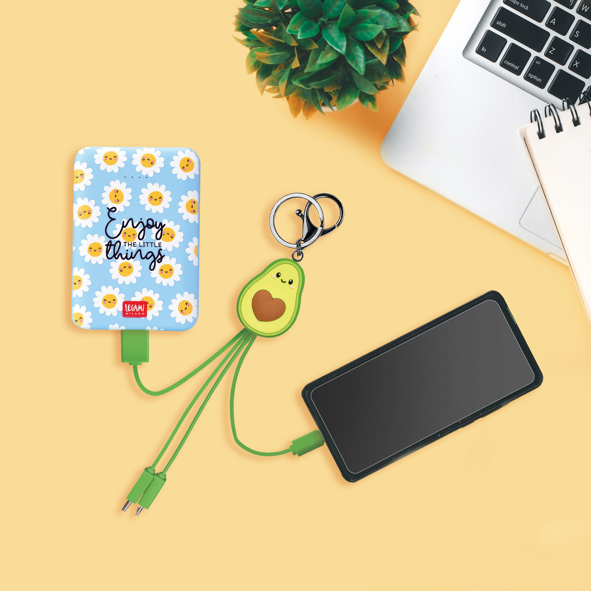 Legami 6-in-1-Ladekabel als Schlüsselanhänger Link Up Avocado