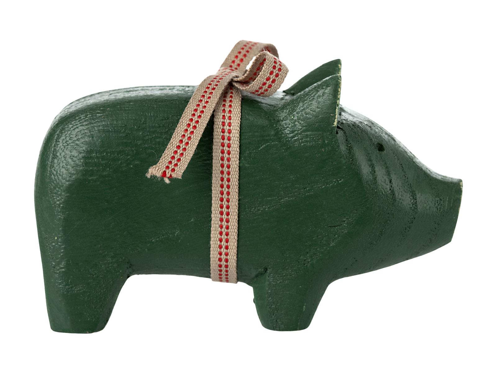 Maileg Holzschwein klein Dunkelgrün