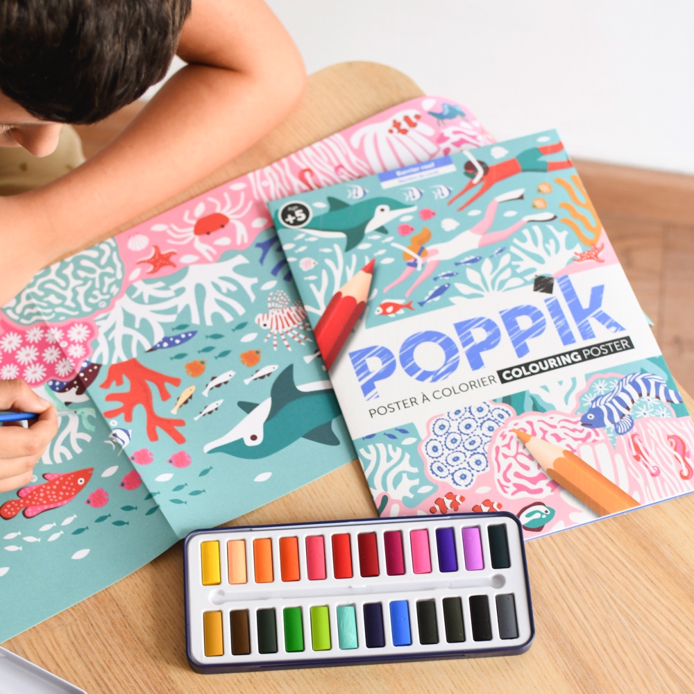 Poppik Poster zum Ausmalen Korallenriff ab 5 Jahren