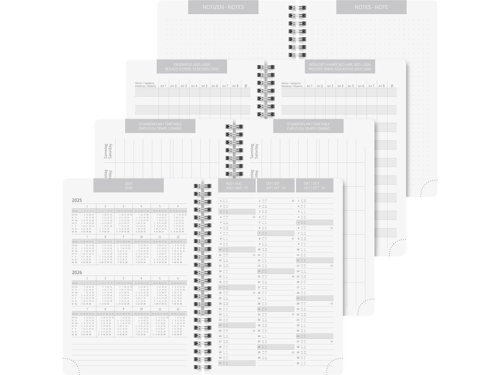 Brunnen Schülerkalender 2025 / 2026 Grey Marble A5 Kunststoff