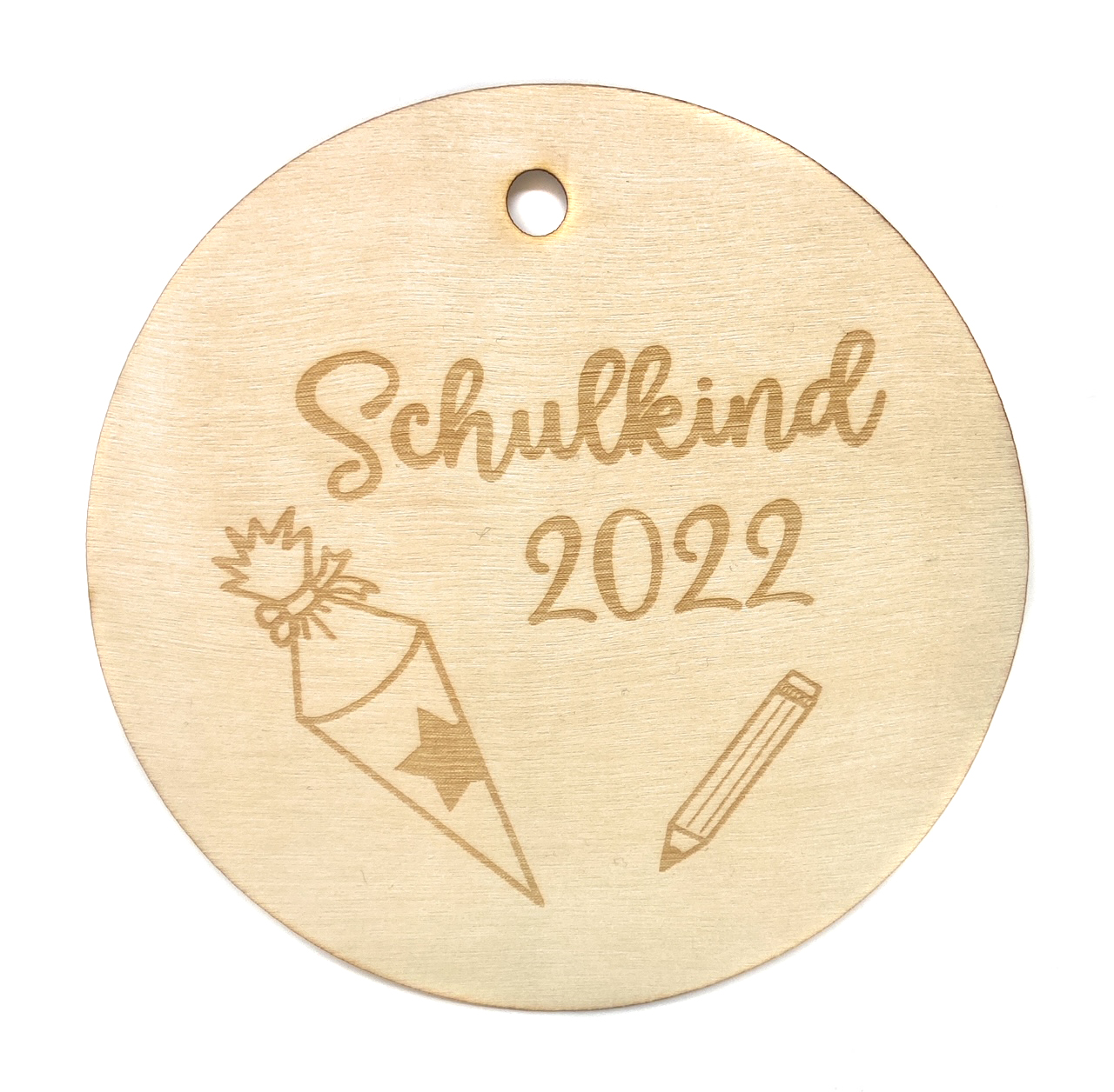 Holzscheibe Schulkind 2025 Geschenkanhänger 10 cm