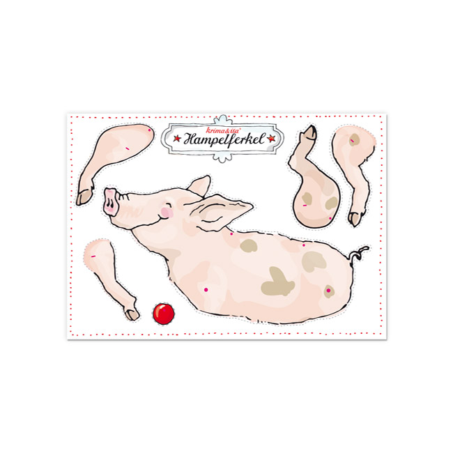krima & isa Bastelbogen Hampelmann Schwein Ferkel