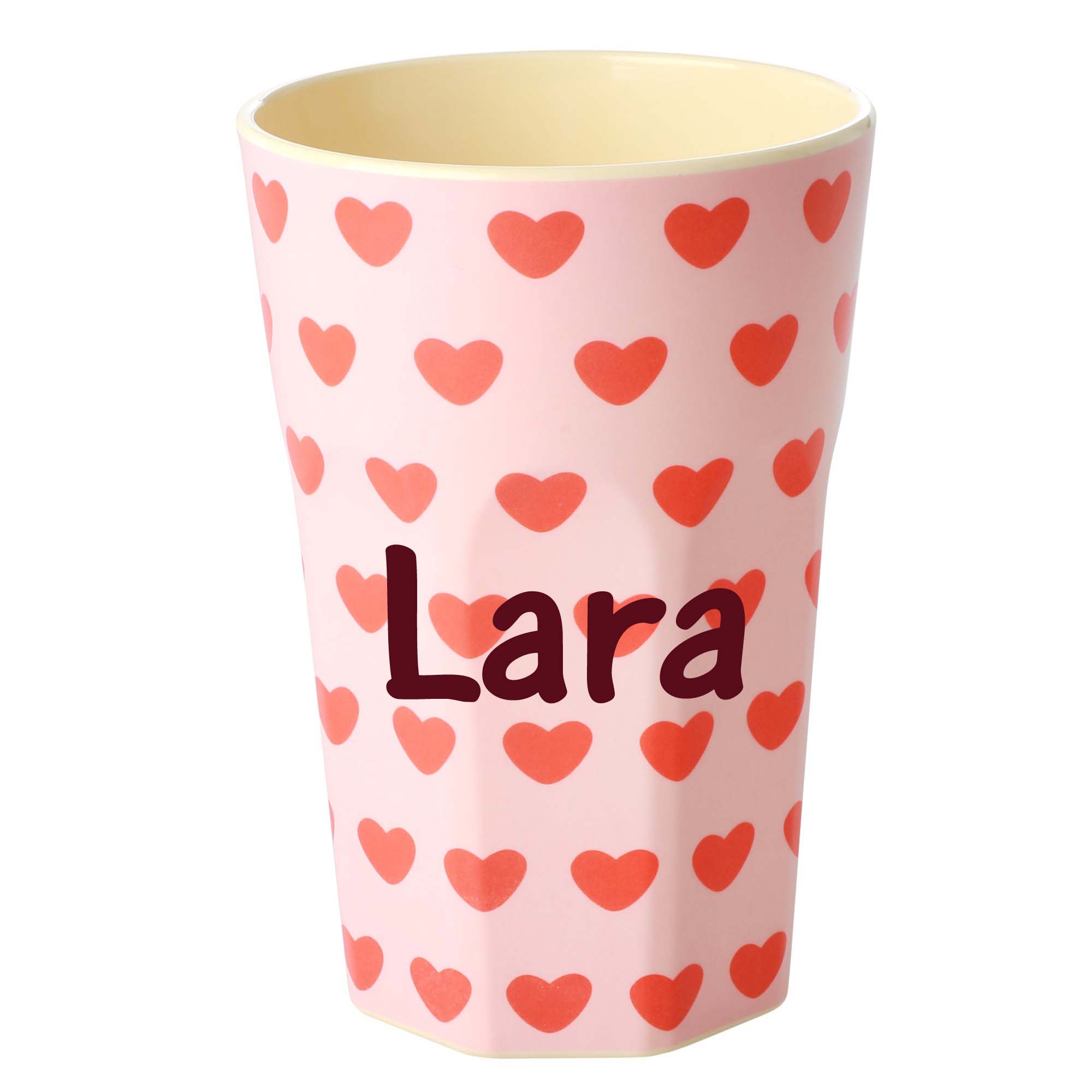 Elfenstall Rice Becher mit Wunsch-Namen personalisiert Large Sweet Hearts Herzen