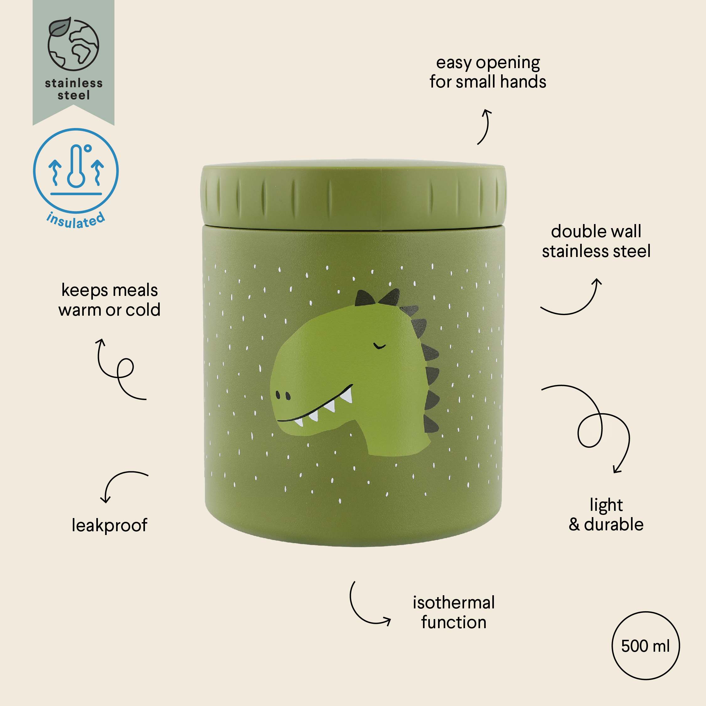 Trixie Isolierbehälter Lunchbox Edelstahl Mr Dino 300 ml Trixie Isolierbehälter Lunchbox Edelstahl Mr Dino 300 ml